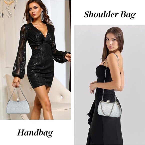 Pearl Clutch Purse for Women Evening Bag Wedding Party Shoulder Bag - Picture 2 of 8